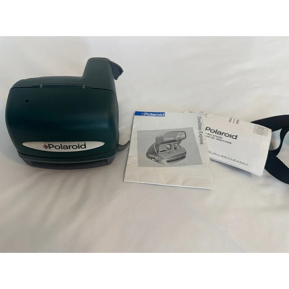 Polaroid OneStep Express Instant Film Camera Hunter Green‎ with Bag and Manual